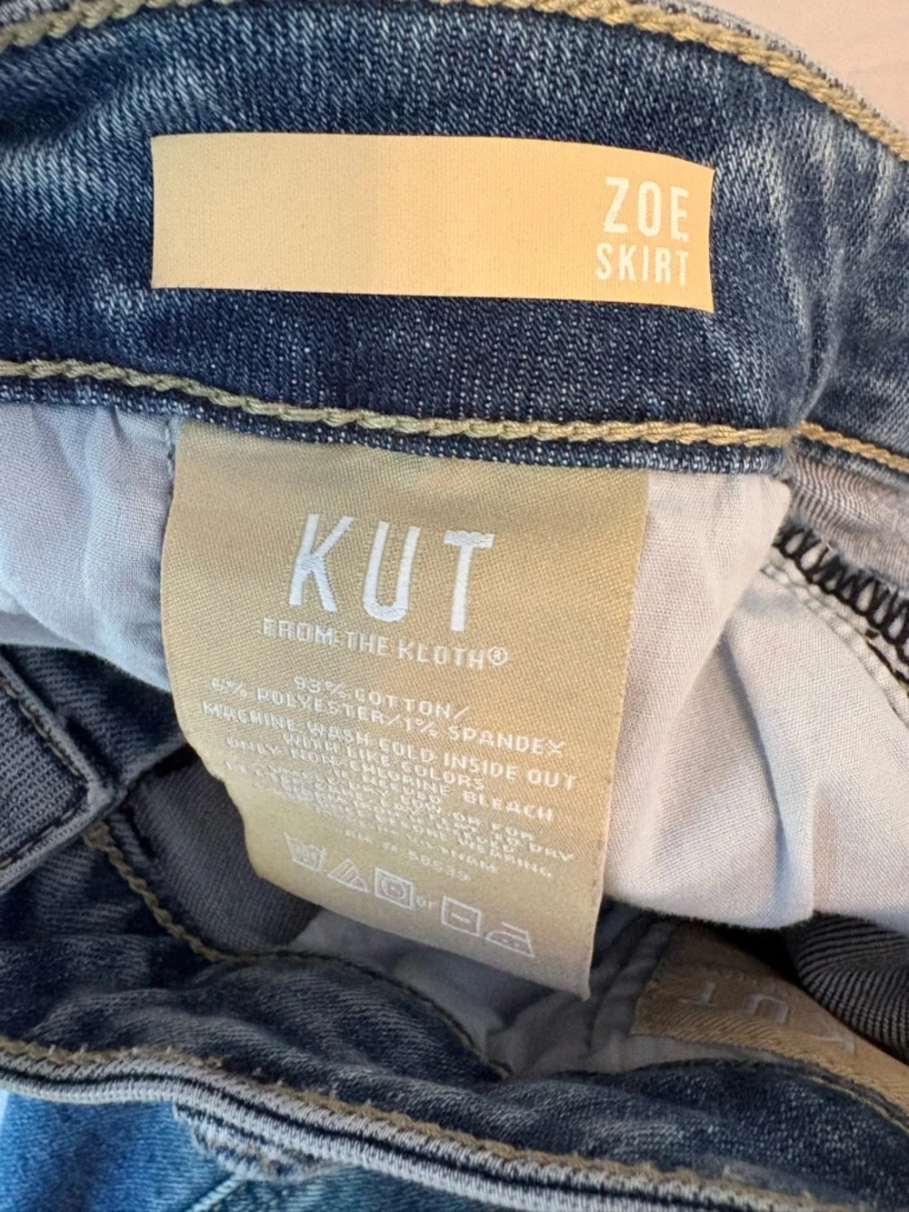 Kut From The Kloth Zoe Denim Mini Skirt Size 10 Blue Stretch